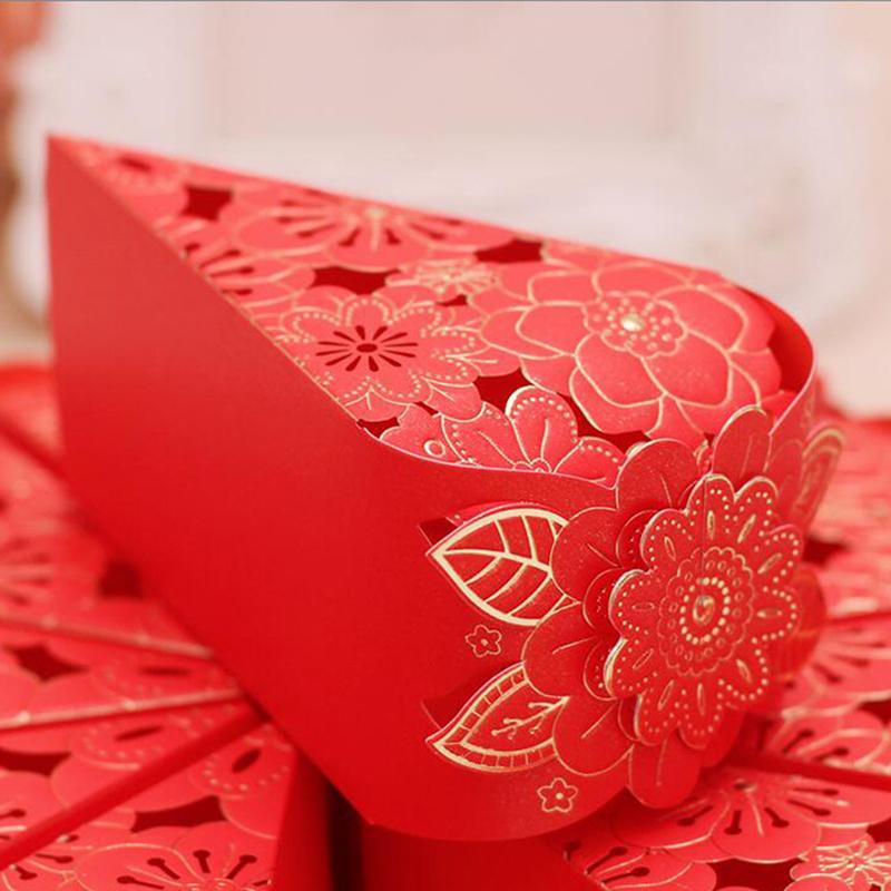 WTEMPO Party Gift Triangular Boxes DIY Foldable Hollowed-out Paper Boxes Wedding Party Decor Favor Treat Boxes for Birthday Halloween Christmas