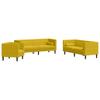 3 Piece Chesterfield Sofa Set with Neck Pillows Yellow Velvet