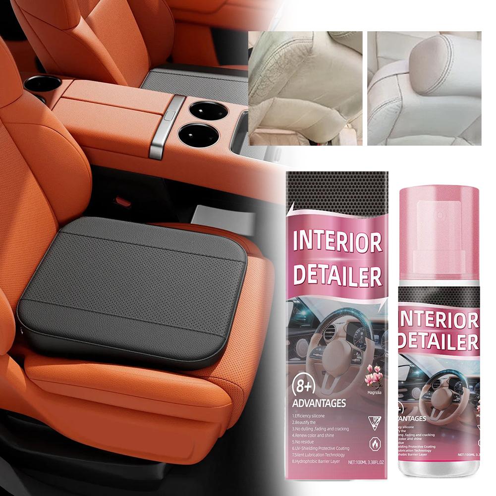 Pulitore Lucidante per Interni Auto 100ml, Senza Risciacquo Multiuso Interior Detailer Spray, Pulitore per Pelle Plastica per Auto Divano Casa