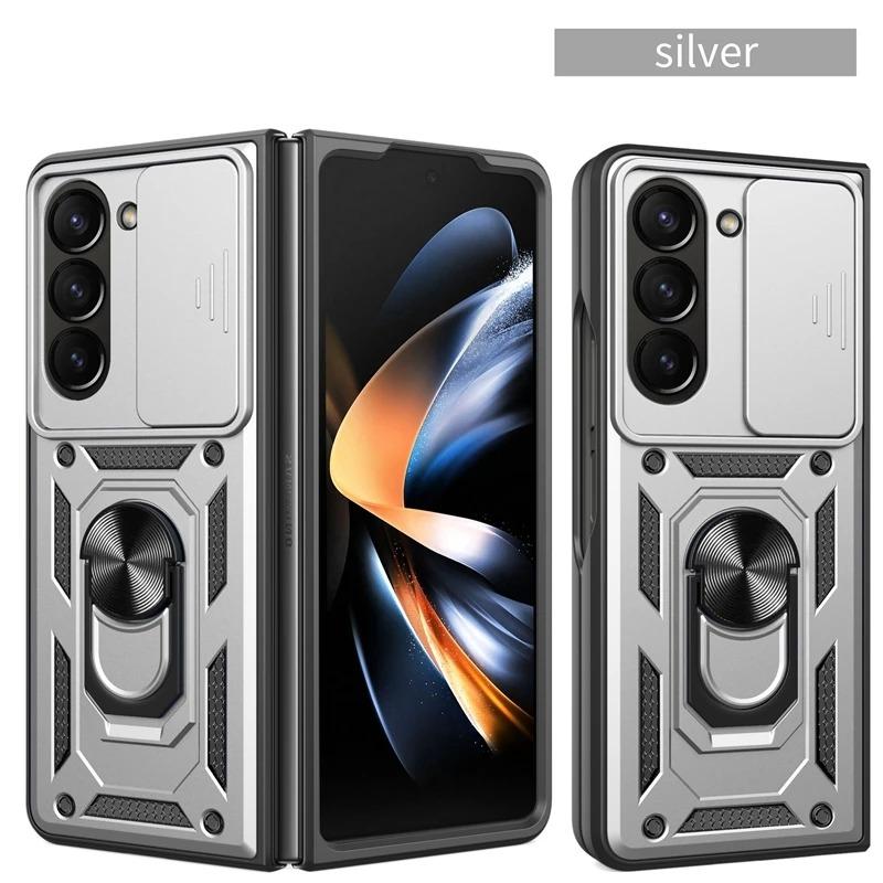 Armor Shockproof Case for Samsung Galaxy Z Fold 6 5 4 3 5G Cover with Ring Magnetic Holder Metal Stand Foldbale