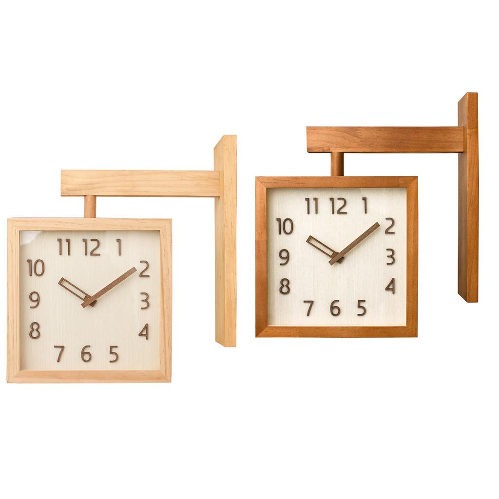Corner Clock  Decorative Double Sided Wall Clock Wooden Simple Silent Battery Powered for Home  for Living Room