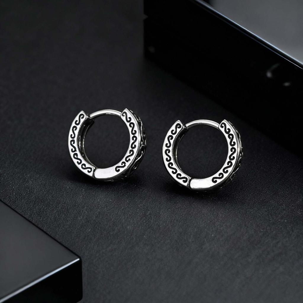 Punk Stainless Steel Hoop Earrings for Men Teens, Hypoallergenic Waterproof Small Huggies Earrings,Rock Hip Hop Cool Jewelry