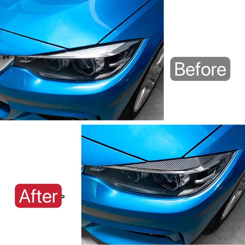 2Pcs Evil Headlight Eyebrows Eyelid For BMW 4 Series F32 F33 F36 M4 420d 420i 425d 430i 435i 440i 2013-2021 ABS Gloss