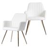 Dining Chair Set of 2 – Modern Fabric Chair with Armrest, Gold-Plated Metal Legs, Luxurious Dining Furniture for Living Room, Kitchen & Reception Room
