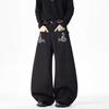 Jeans Larghi Unisex a Vita Media Deostrutturati Vestibilità Larga Vintage Americano Lavato Baggy in Denim Pantaloni Rilassati Lunghi Fino a Terra