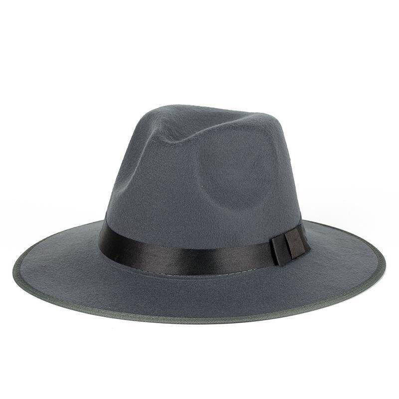 Men's and Women's Top Hats, Jazz Hats, Versatile British Big Edge Performance Woolen Autumn and Winter Fashion Hats, Xu Wenqiang Wide Brim