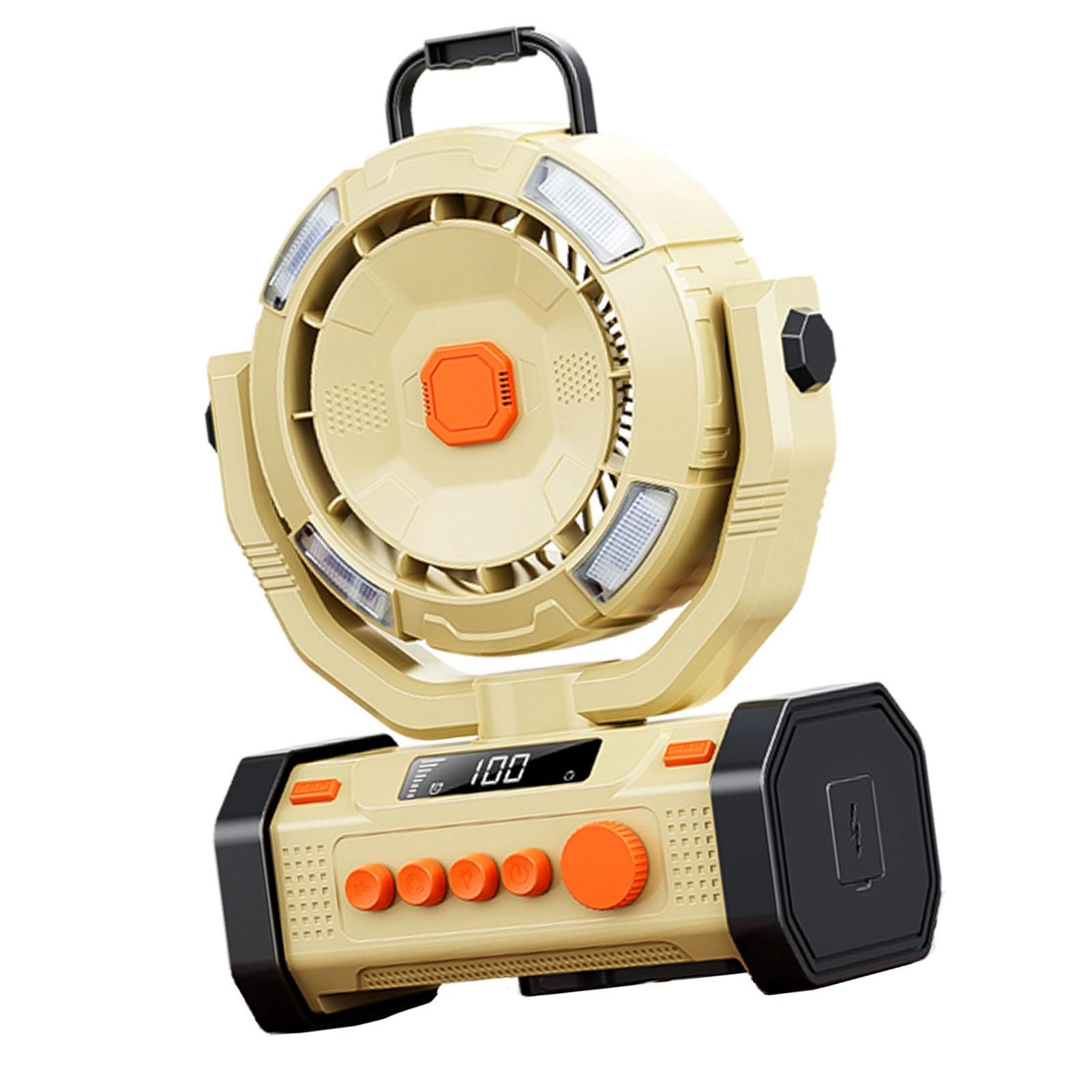

Multifunctional Camping Fan 4 Speeds Portable Silent Rechargeable Timing Angle Adjustable Fan for