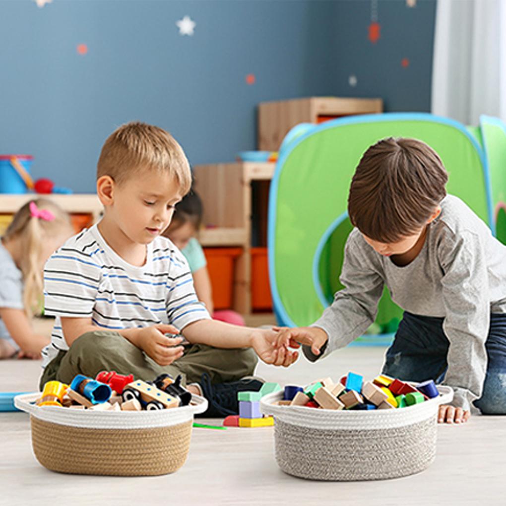 Novo Cesto Pequeno de Palha com Sacolas de Presente Fitas Cesta Pequena de Corda Durável para Armazenamento Cesta para Brinquedos de Bebê Organizador de Fraldas com Alça