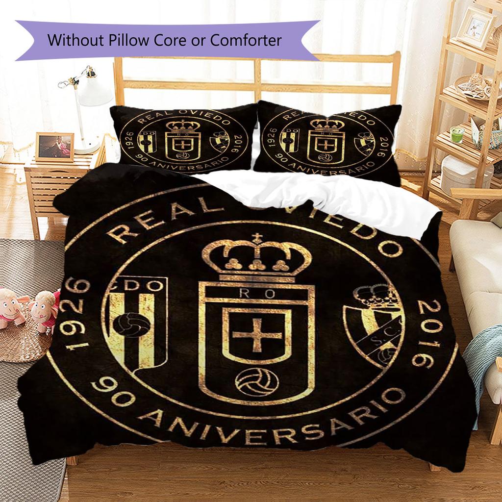 Real Oviedo Muster Bettwäsche, Steppbett Set Bettbezug Kissenbezug Zuhause Geburtstagsgeschenk(1 Bettbezug + 2 Kissenbezüge, ohne Füllung)
