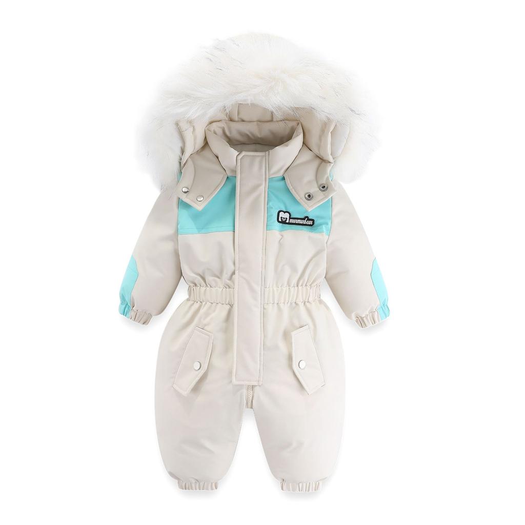 kids Boy Girl Winter Snowsuit Plus Velvet Toddler Jacket Clothes For Boy Infant Jumpsuit Hoodied Overalls 2-6Y Outwear