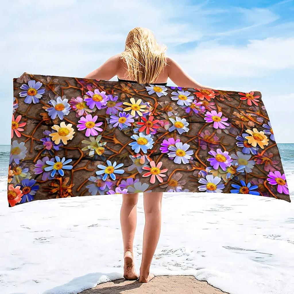 Boho Blume Mikrofaser Sandfreies Strandtuch Dünn Schnelltrocknend Super Saugfähig Übergröße Groß Leichtgewichtige Handtücher Ultra Saugfähig