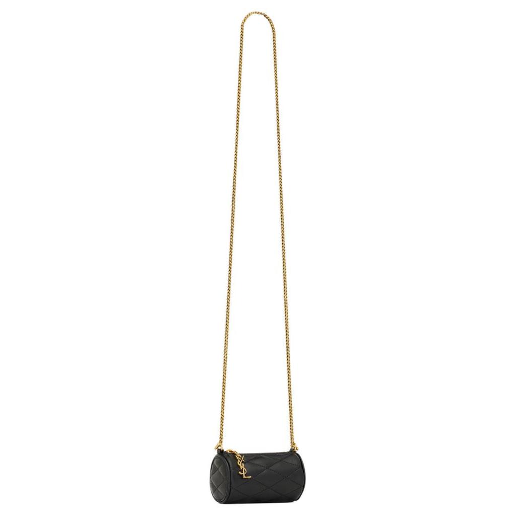 Saint Laurent Ysl Sade Series Micro Lambskin Leather Quilted Cylinder Bag Women Shoulder Bag Black Bronze 796296-AAAJU-1000