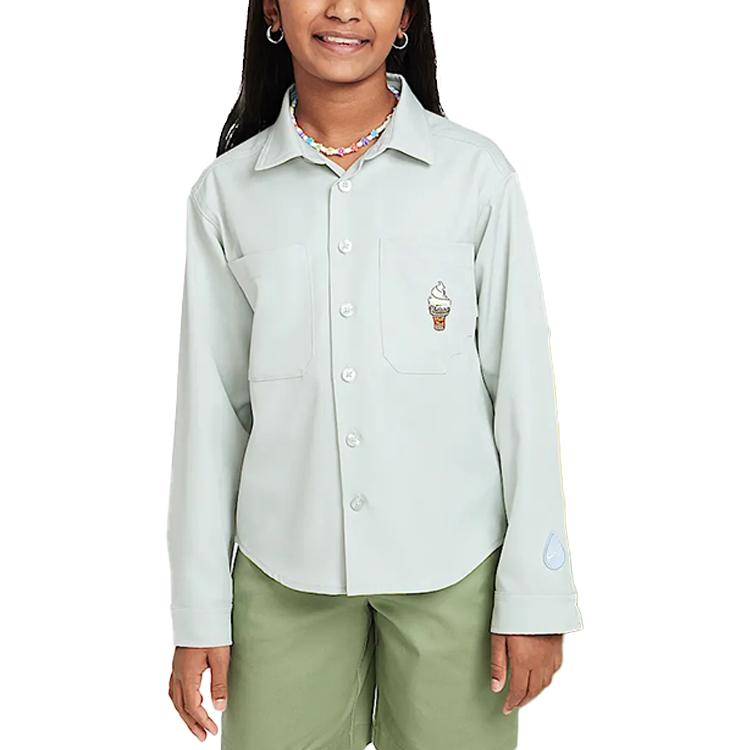 

Nike Dri-Fit Fashion Versatile Quick-Dry Drop Shoulder Long Sleeve Kids tops Light-Silver Space-Blue HF8798-034 S