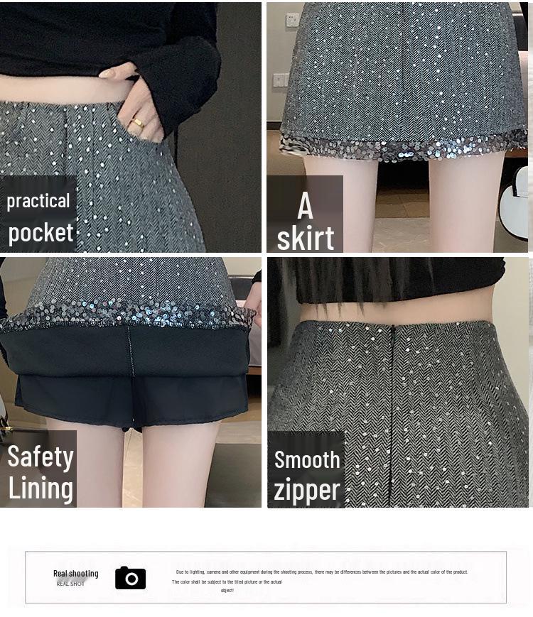 Sequin Pure Desire A-line High Waist Short Skirt, 2025 Spring/Summer Collection