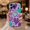 Glitter Purple Blue Heart Wavy Edge Phone Case For iPhone 17 16 15 14 13 12 11 8 7 Plus Pro Max Sparkle Love Soft Cover