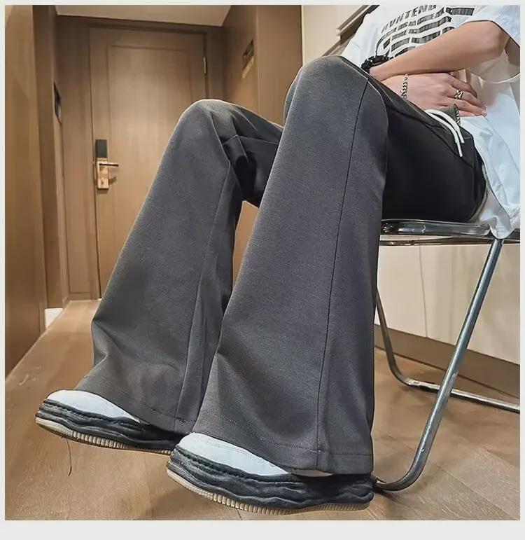 Unisex Summer Retro Wide-Leg Drawstring Sweatpants - Slightly Flared Drape, Floor-Length Sports Trousers