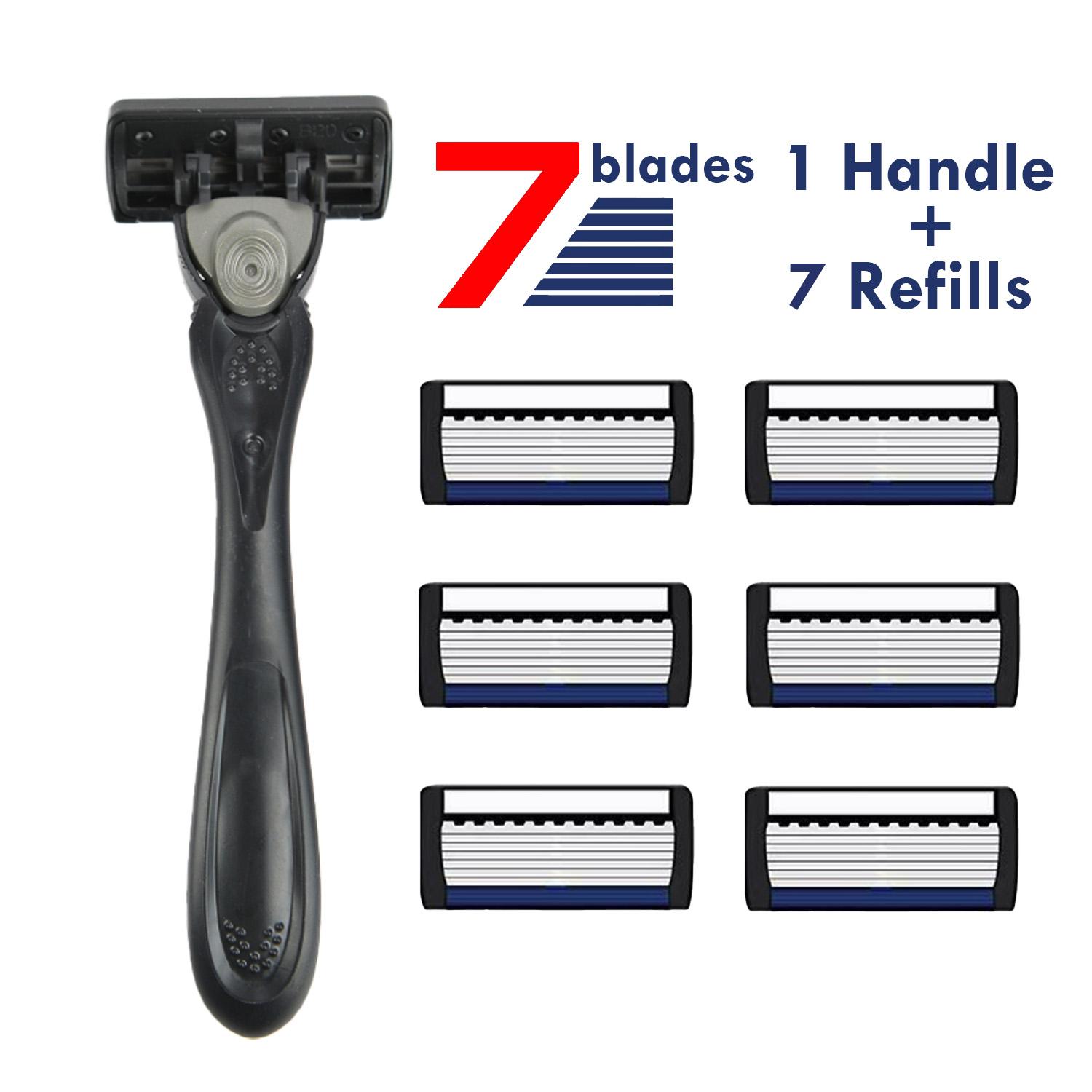 

7-Layer Razor Head Manual Shaver, Blade Razor Safety Shaving Beard Moustache Manual Shaver Set