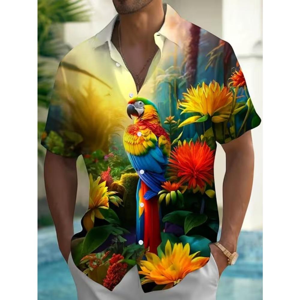 Men's Retro Flowers Pattern 3D Print Shirt Button Up Shirt Casual Shirt Summer Shirt Short Sleeve Daily Vacation Clothing