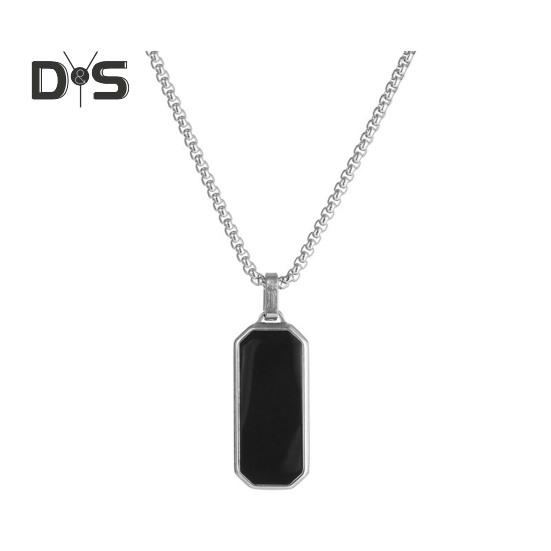 Men Necklace Punk Style Hip Hop Titanium Steel Black Pendant Polished Luster Sweater Pairing Necklace Individual Adult Jewelry