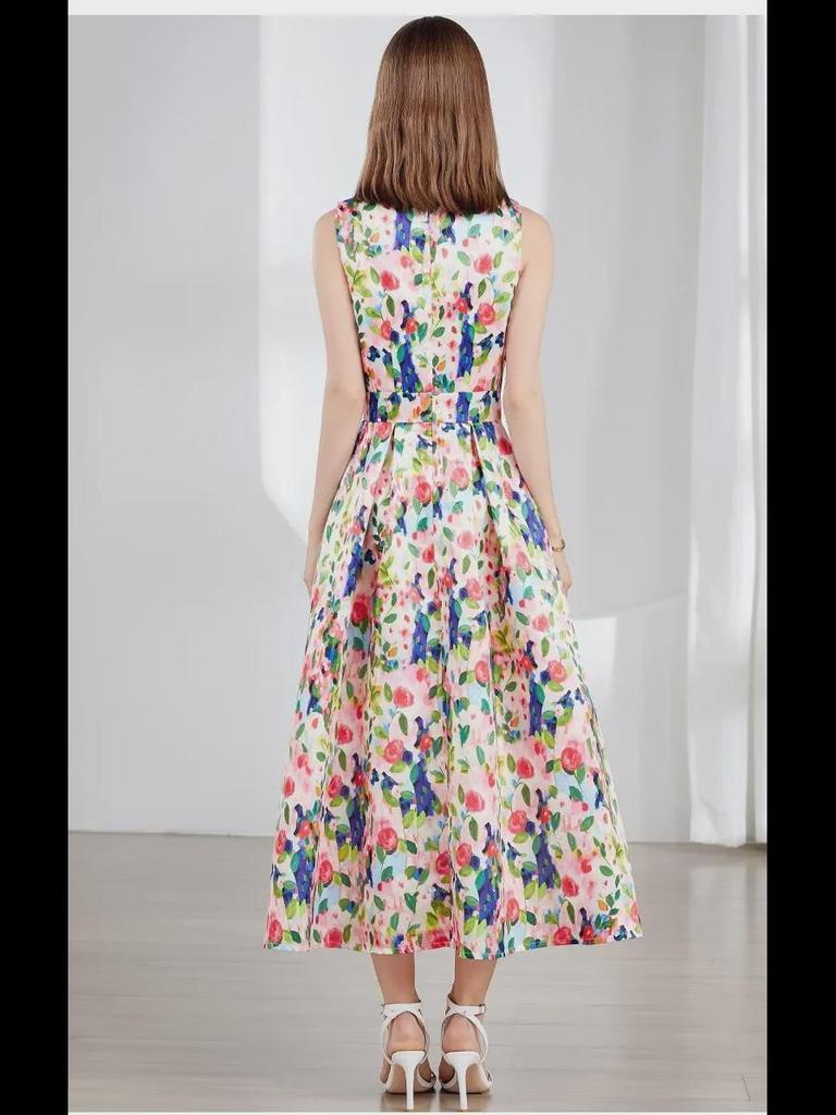 2024 Sleeveless High-Waist A-Line Skirt with Three-Dimensional Tailoring