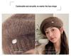 Women's Korean Style Woolen Beret: Versatile, Solid Color, Knitted, Warm, Windproof, with Metal Label for Autumn and Winter