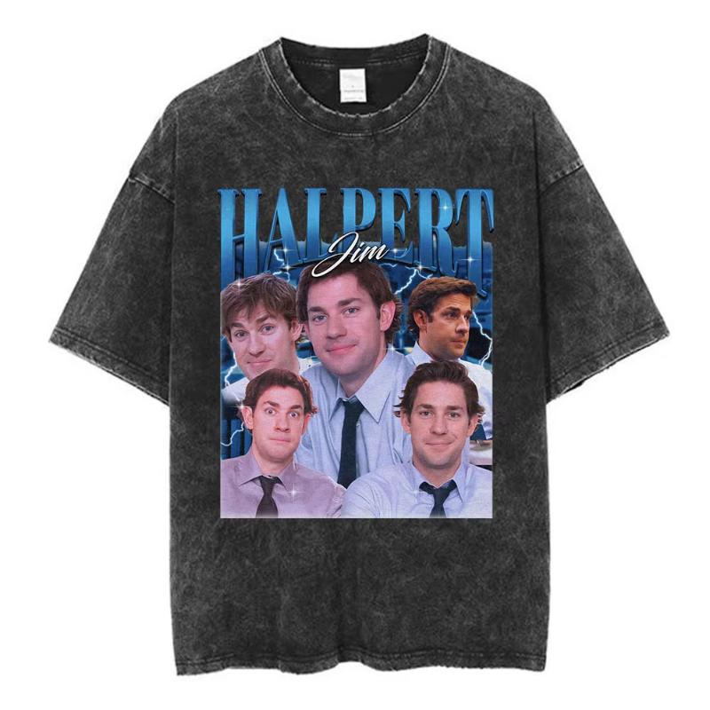 TV Series The Office Dunder Mifflin Dwight Tv Show Scranton Washed Tshirts Unisex Cotton Casual Short Sleeves Tee Shirt Streetwear M