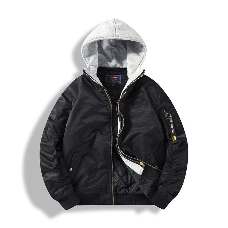 Winter Thick Hooded Bomber Jacket Men Windbreaker Coats Autumn Streetwear Baseball Jackets M