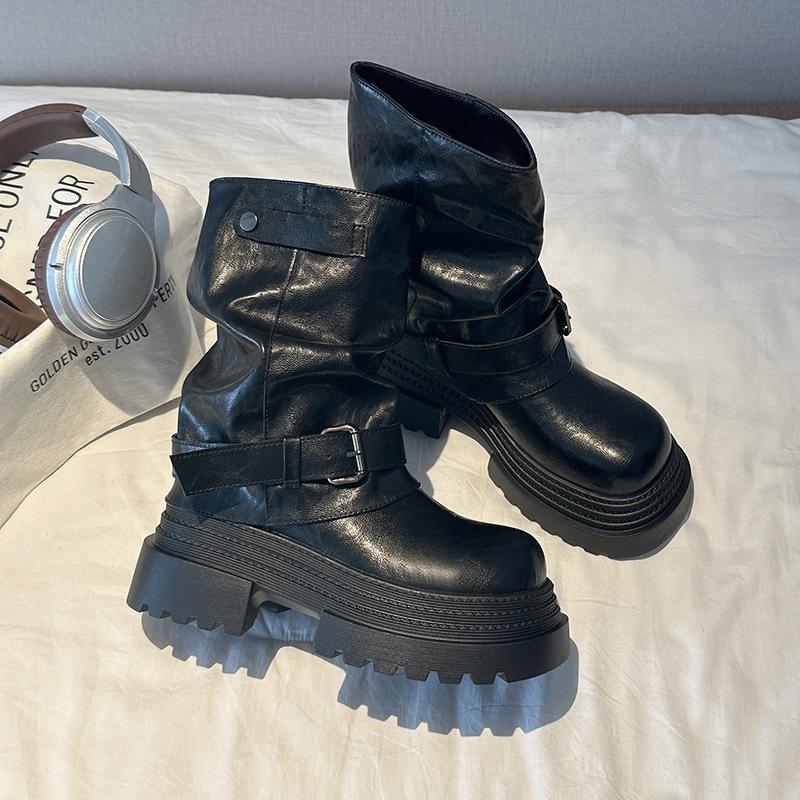 Brown Maillard Platform Martin Boots Women s Short Boots Platform Heightening Pants Tube Boots 39 чёрный