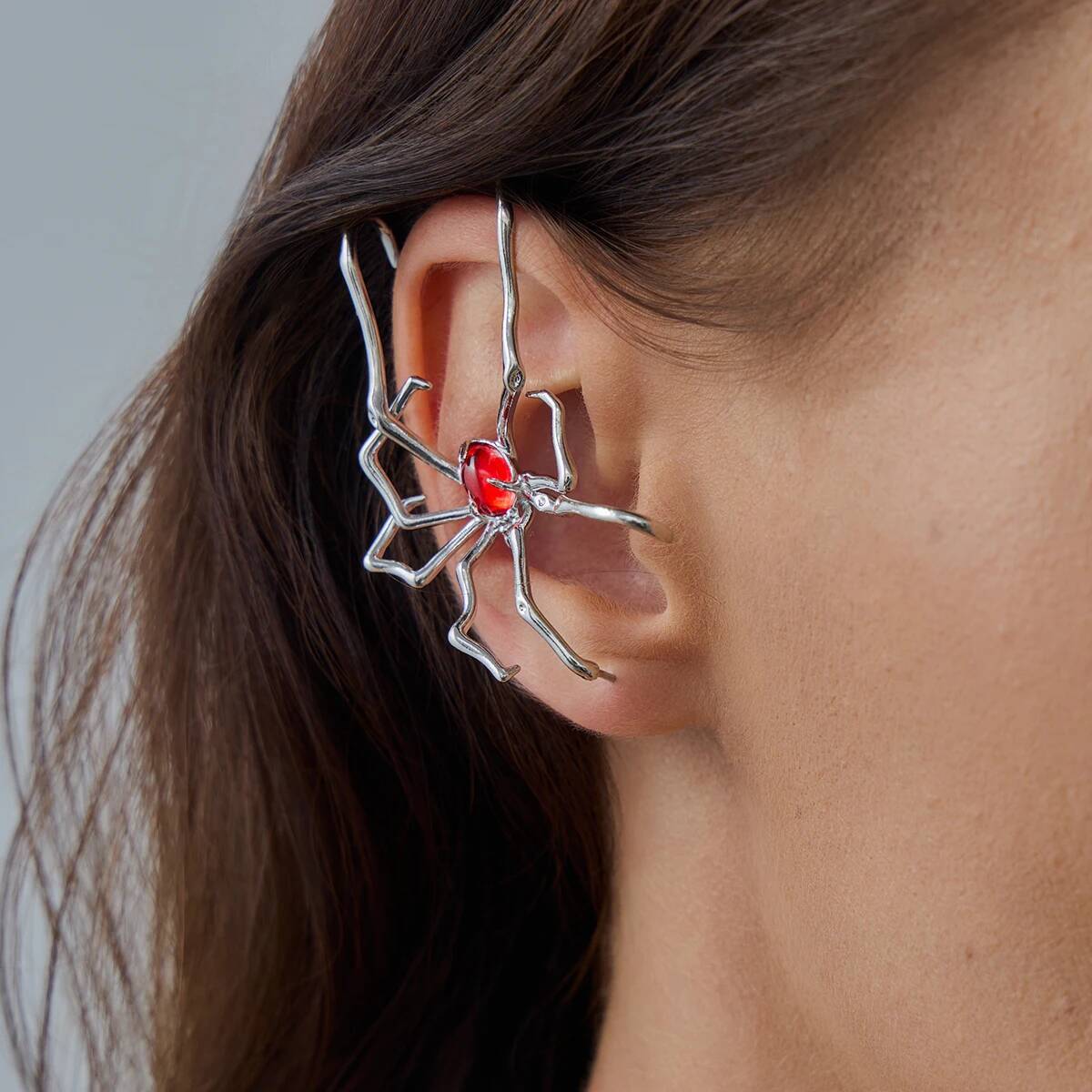 

Salircon 1 Pcs Gothic Metal Spider Red Zircon Ear Cuff Stud Earring Women HipHop Exaggerated Ear Clip Halloween Y2K Jewelry Gift