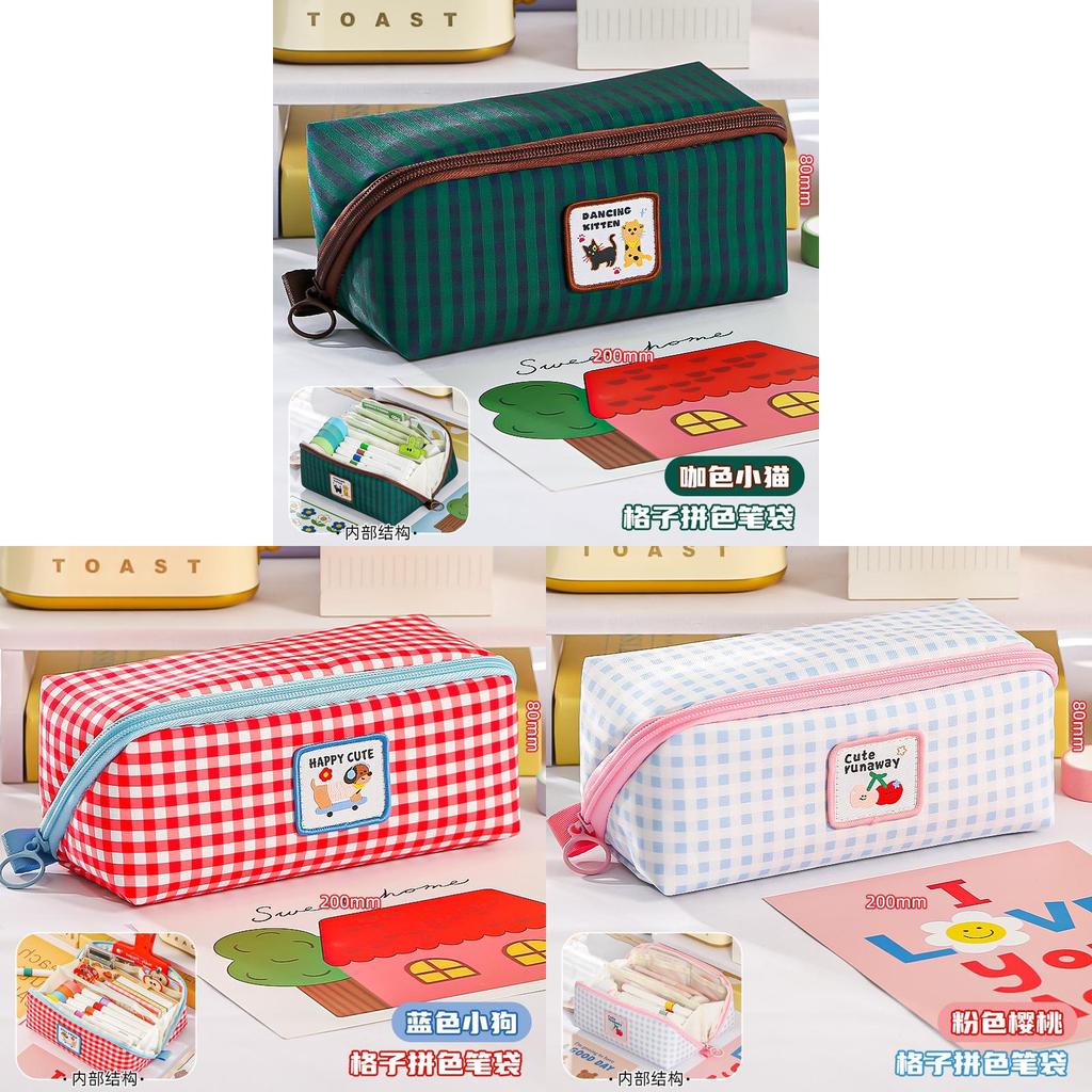 Cartoon Large Capacity Prism Grid Pen Case With Cute Dopamine Design For Students And Office Use