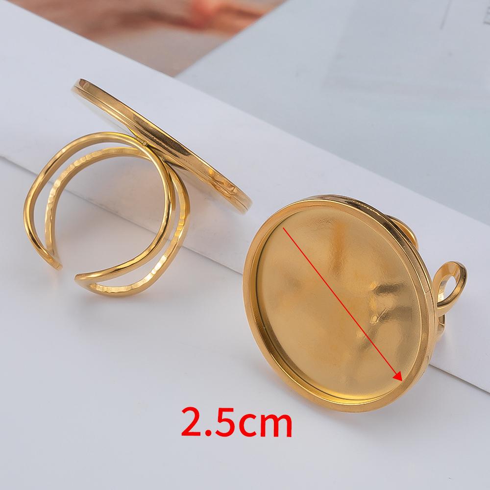 4 Stück Edelstahl Runder Ring Rohling Tablett Verstellbar Offener Fingerring Fassung 10-25mm Cabochon Basis Fassung für DIY Schmuckherstellung