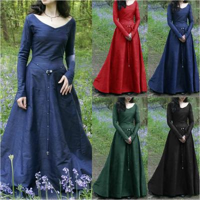 Costum Cosplay medieval pentru femei Viking Pirat Gotic Split Maxi Big Wing Strap Star Moon Dress Retro Vintage Dress