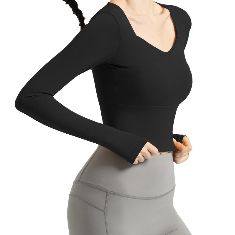 Long Sleeve Yoga Shirts Women Seamless Gym Sports Top Running Fitness Workout Top Shirts Sport Active Wear Shirt