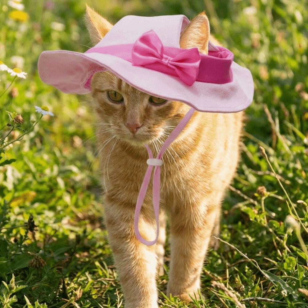 UV Protection Cat Fisherman Hat Adjustable Straps Cats Sun Cap Pet Sun Hat Beach Activities