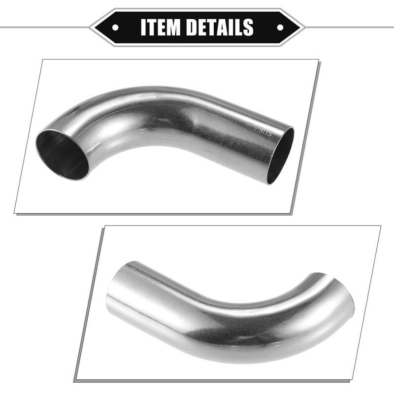 UXCELL 2 Stück 19mm 25mm 32mm 38mm 63mm 90° Bogen Winkelrohr Schlauchrohr DIY Auspuffrohr Lufteinlassrohr für Auto 304 Edelstahl