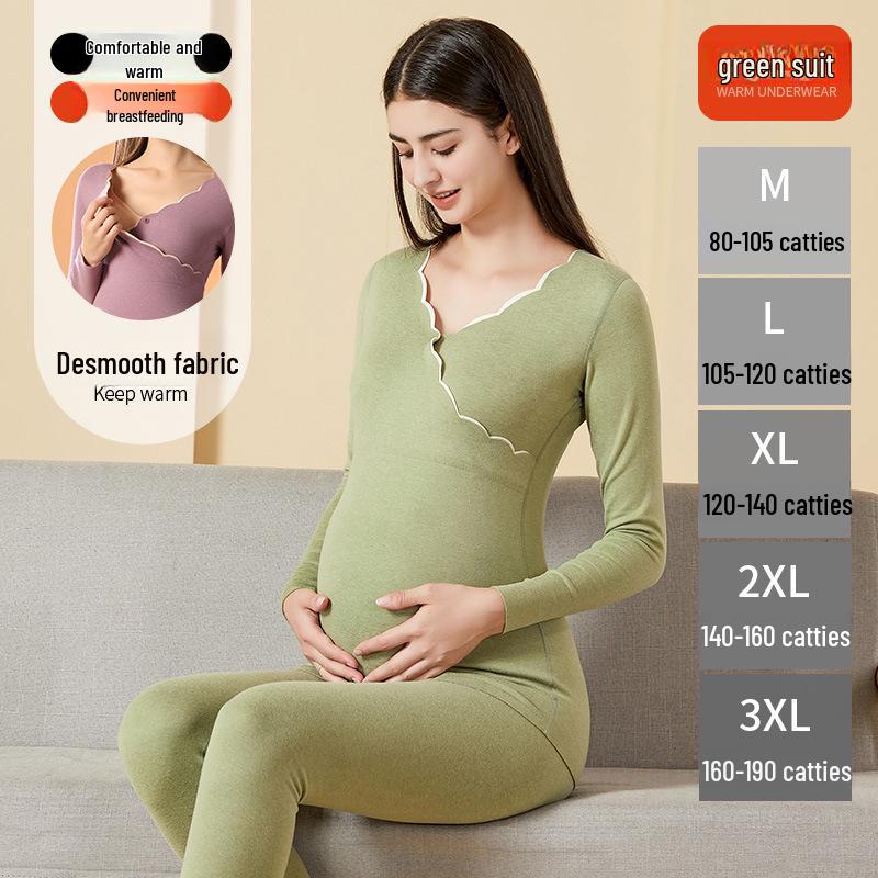 Umstandspflege Herbst/Winter Anzug mit Brustpolstern & Deutscher Samt Warme Unterwäsche