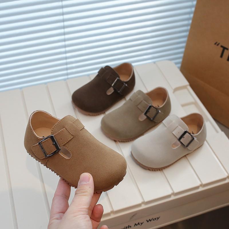 Kids Soft Sole Buckle Loafer Shoes Fall Toddlers Boys Girls Retro Style Slip-On Footwear