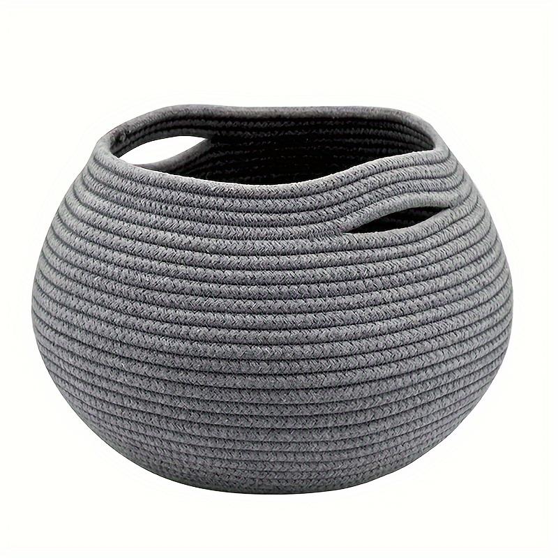 Круглая плетеная вручную корзина 10x10x83 - Идеально подходит для хранения полотенец кошачьих игрушек и растений Прочная Стильная для гостиной или ванной комнаты серый 1116₽