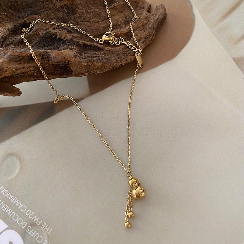 

Ожерелье с золотой тыквой Фу: Не выцветает, Привлекает богатство и благословения, Простая, Универсальная, Цепочка на ключицу в китайском стиле