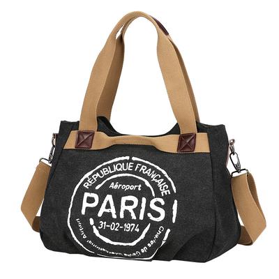 Handheld Canvas Bag Women's New Trendy Korean Letter Tote Bag Casual Large Capacity Commuting Bag