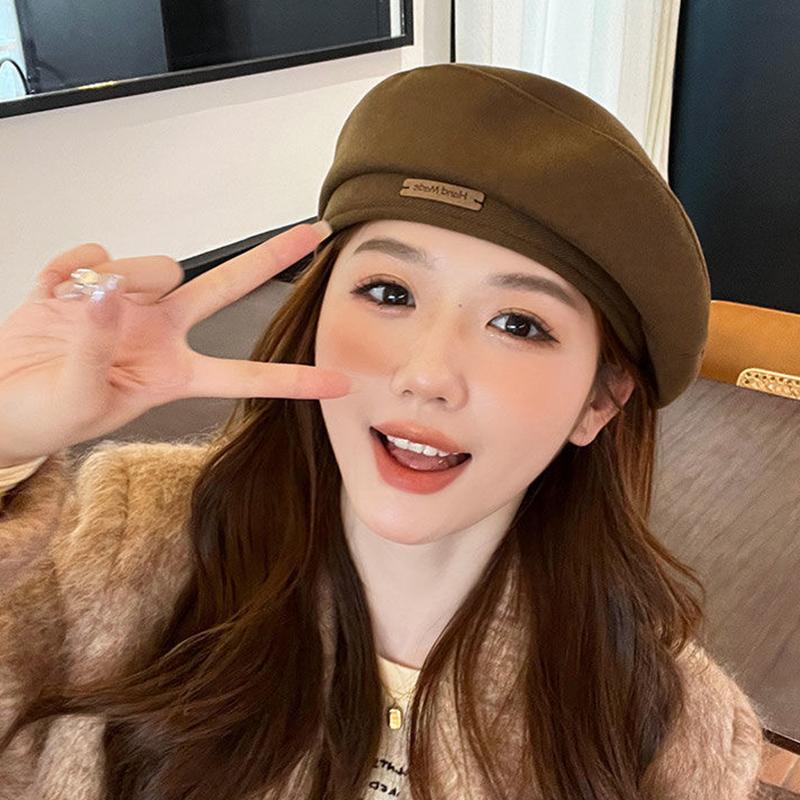 Beret Women Autumn And Winter Japanese Style Large Head Circumference Ins Network Celebrity Face Small Octagonal Painter Hat