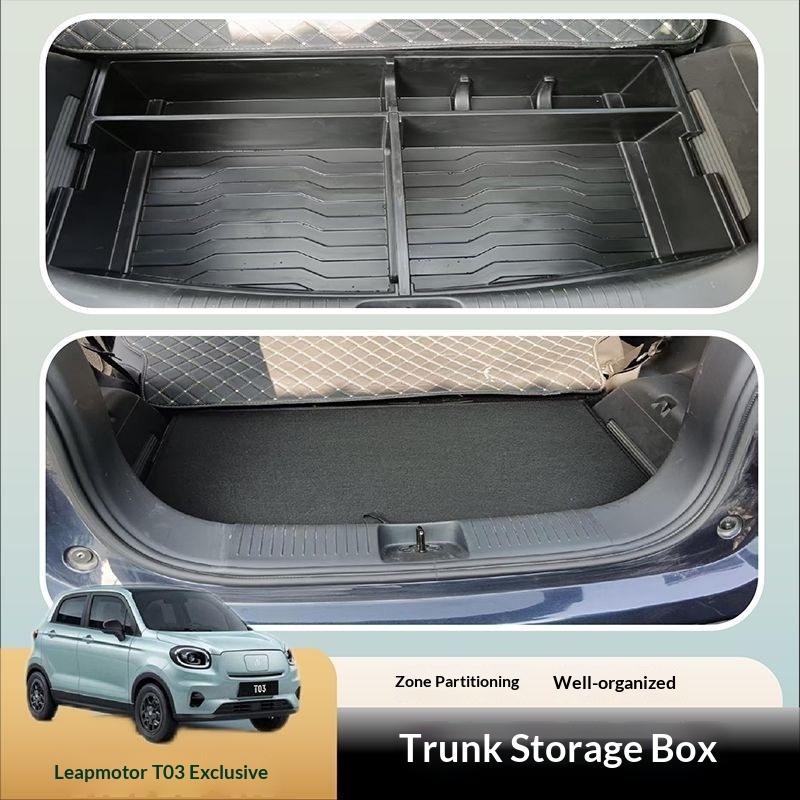 Passend für Leapmotor T03 2022-2025 Auto Spezielle Kofferraum-Aufbewahrungsbox Organizer Trennwand Modifikation