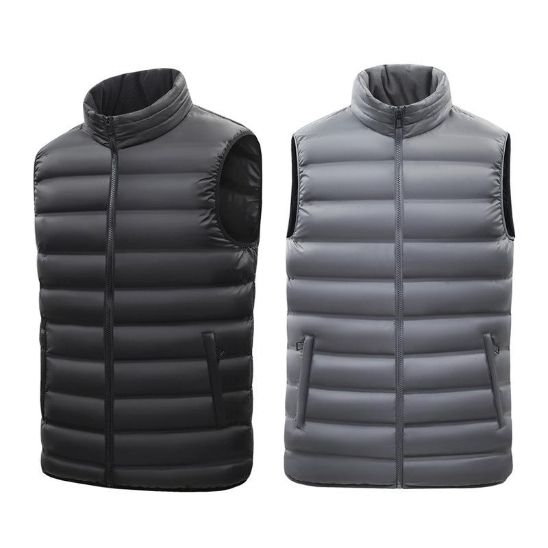 Men's Cotton Vest Can Store Light and Thin Stand-up Collar Jacket, Two-color Loose Vest Inside and Out
