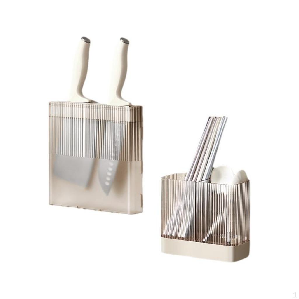 Chopsticks Holder Kitchen Organizer, Multifunctional Draining Rack Cream White
