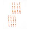 24 Pcs Striped Artificial Nail Orange French Tip Press On Nail Glittering False Nail Autumn Winter Stick On Nail