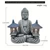 1pc Lighthouse Buddha Statues with LED Lights, Solar-Power Buddha Sculpture Decor for Home Garden, Yard, Patio, Yoga.