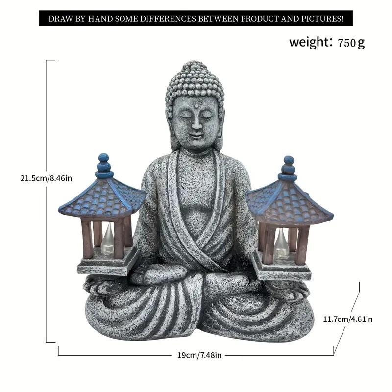 1pc Lighthouse Buddha Statues with LED Lights, Solar-Power Buddha Sculpture Decor for Home Garden, Yard, Patio, Yoga.