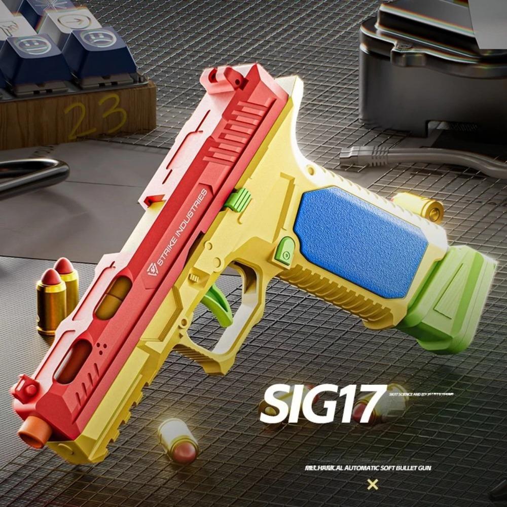 G17 Hanging Toy Gun Continuous Firing Pistol Shell Throwing Airsoft Blowback Empty Outdoor Shooting Gun for Children Adult