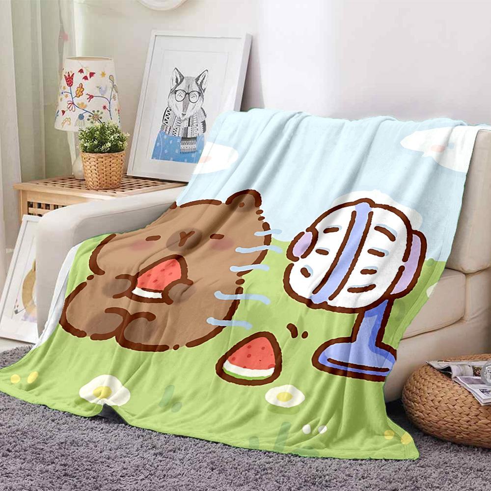 1pc Cartoon Capybara Blanket Lightweight Blanket Throw Blanket For Sofa, Bed, Travel, Camping, Livingroom, Office, Couch, Chair yy251010101