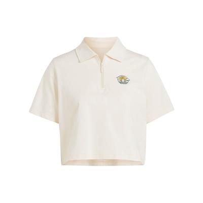 Originals Cropped Polo Shirt Cartoon Logo Embroidery Detail Sports Short Sleeve Polo Women Tops Wonder-White IN4141